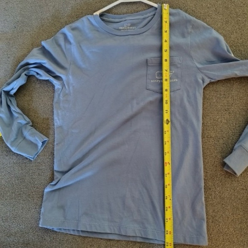 2 Vineyard Vines Boys S 8-10 Long Sleeve Tees - Mint and Sky Blue Logo Pockets - Picture 9 of 14